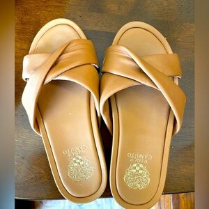 Tan Vince Camuto slides